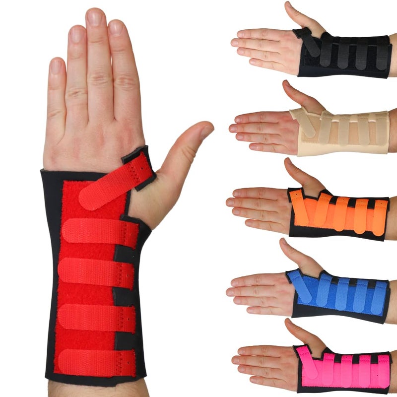 Solace Bracing Cool-Flow Max Wrist Support (6 Colours) - #1 British Made & NHS Supplied Advanced Wrist Brace Splint for Carpal Tunnel, Arthritis, Tendonitis, RSI, Fractures & More - Red, L, Right
